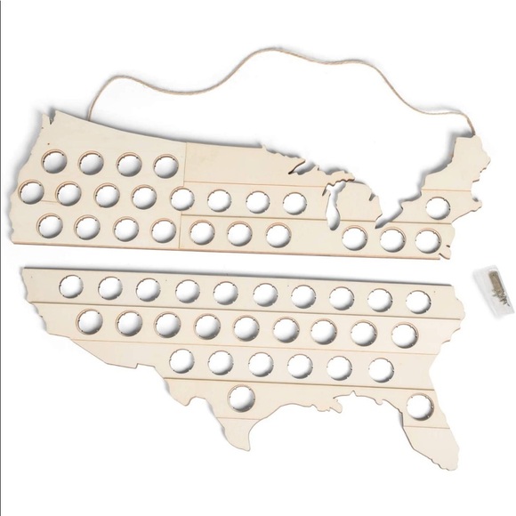 USA Large Wooden Beer Cap Map - Picture 3 of 4